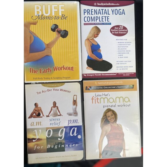Lot Of 4 Prenatal Yoga DVDs Leisa Hart Buff Mother-to-Be Pregnancy Exercise - Picture 1 of 9